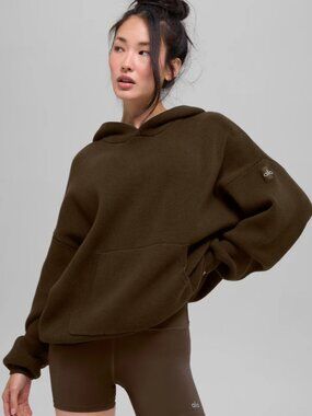 Alo Yoga Scholar Hooded Sweater in espresso brown